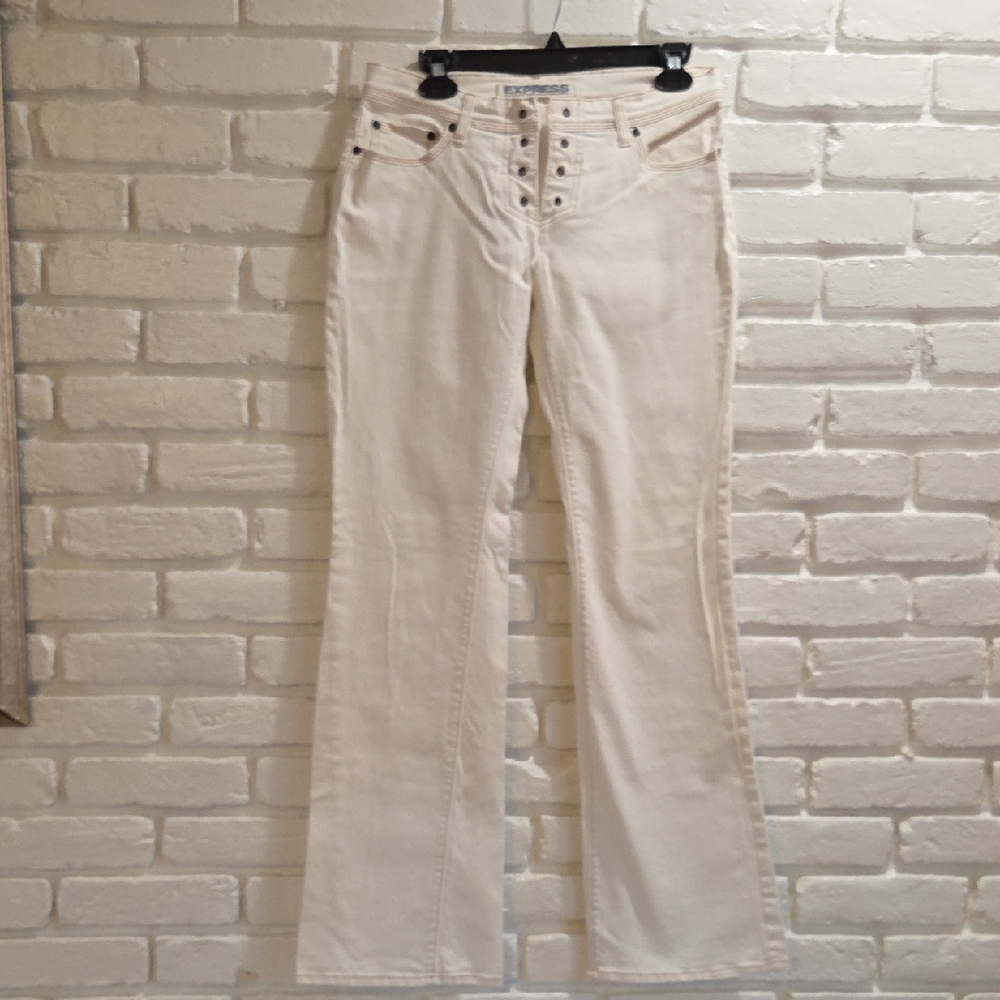 Express Off-White Boit Cut Pants
